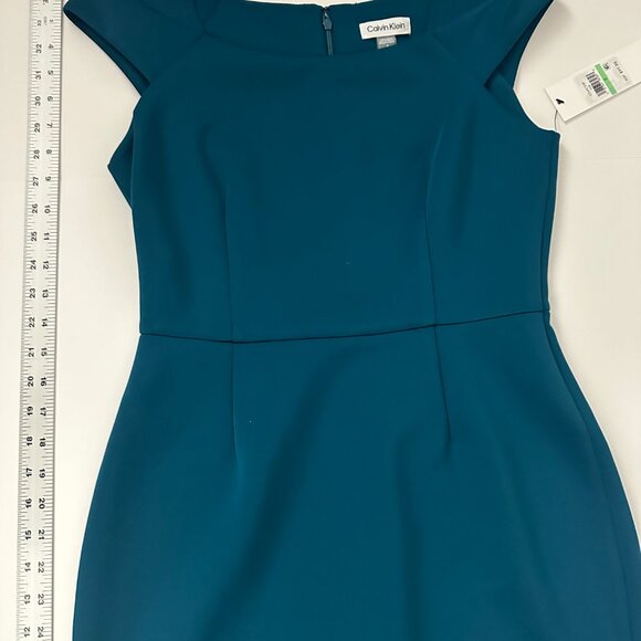 NWT CALVIN CLEIN Mid-Length Blue Dress, Size: 8 - Picture 2 of 5